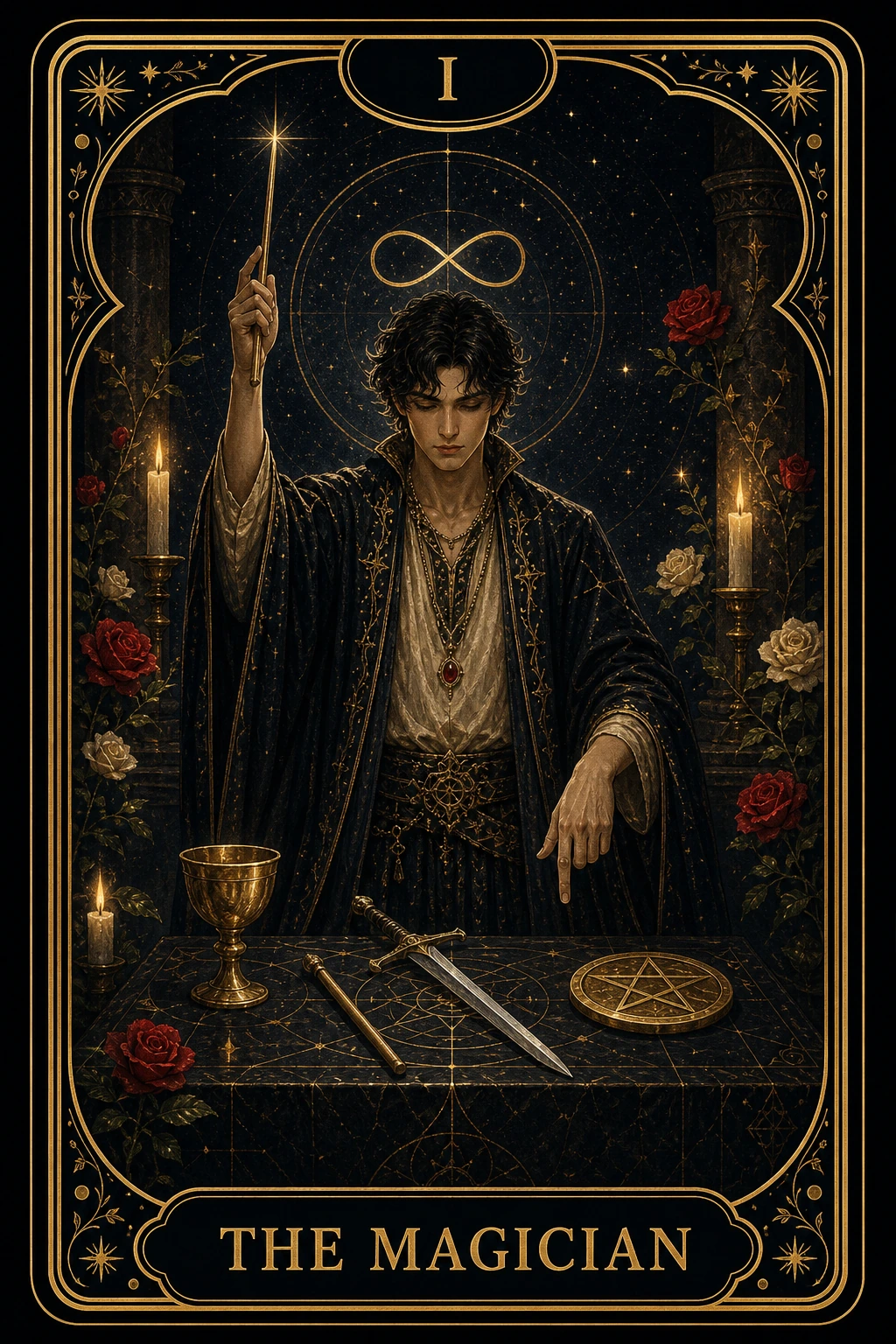 The Magician tarot card illustration