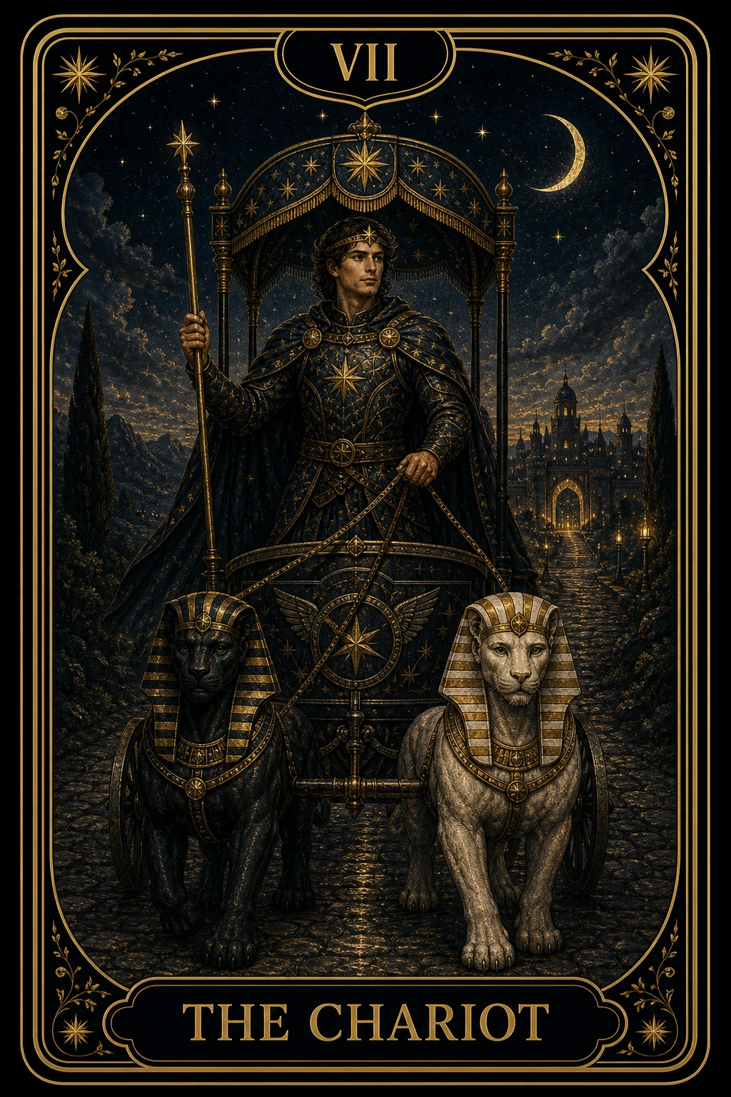 The Chariot tarot card illustration