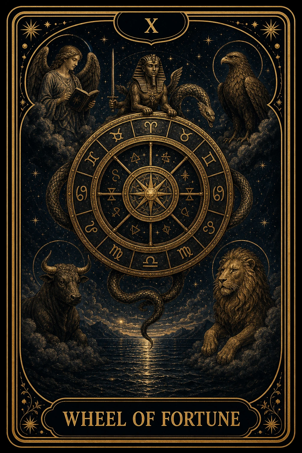 Wheel of Fortune tarot card illustration