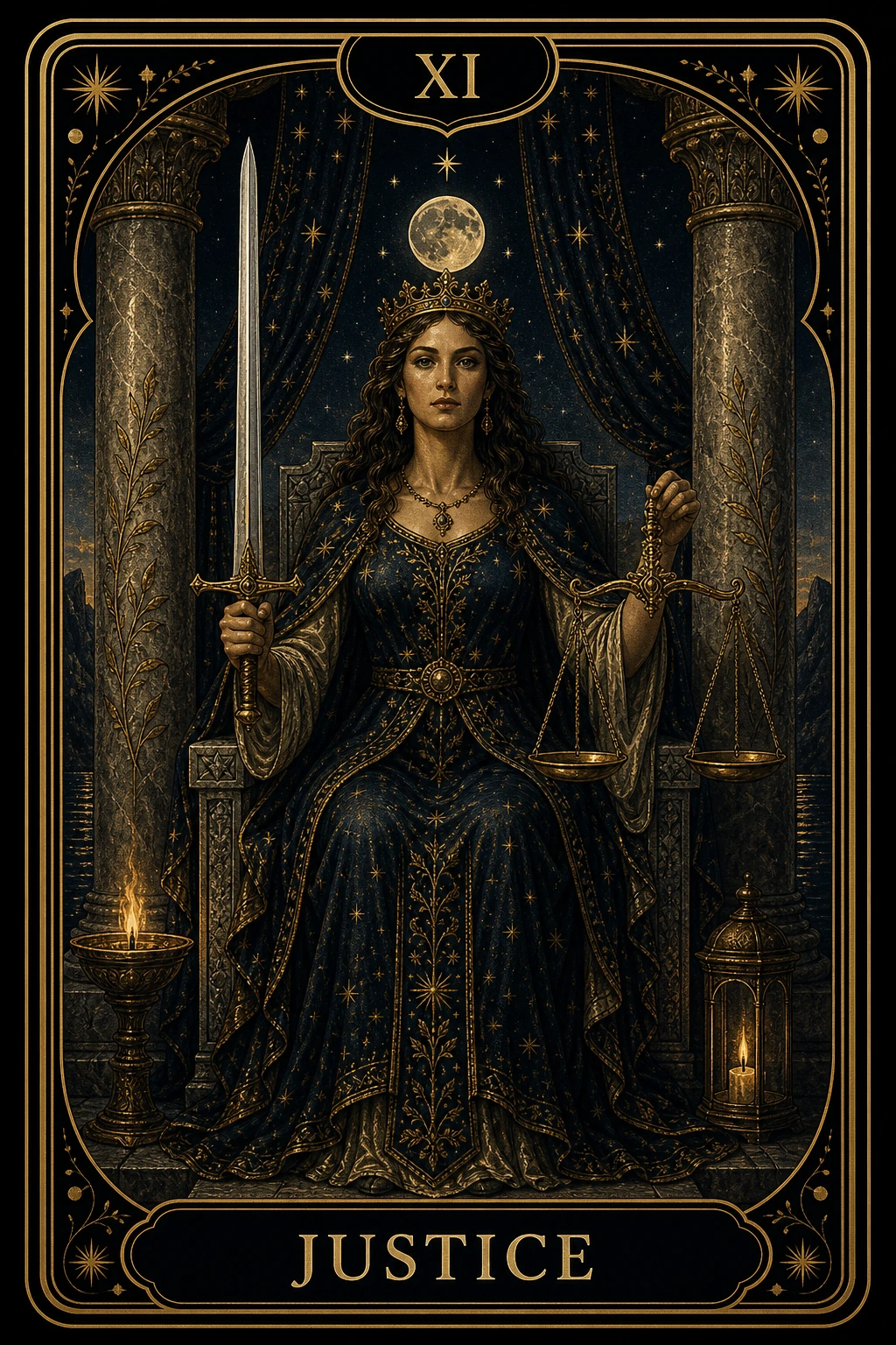 Justice tarot card illustration