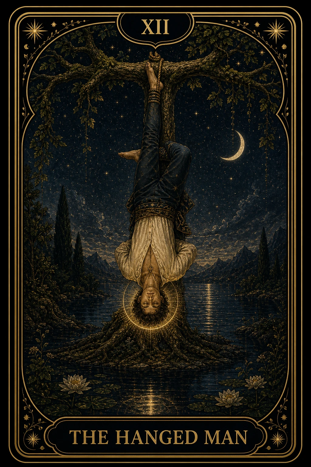 The Hanged Man tarot card illustration