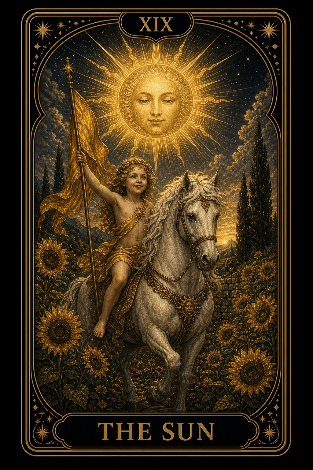 The Sun tarot card illustration