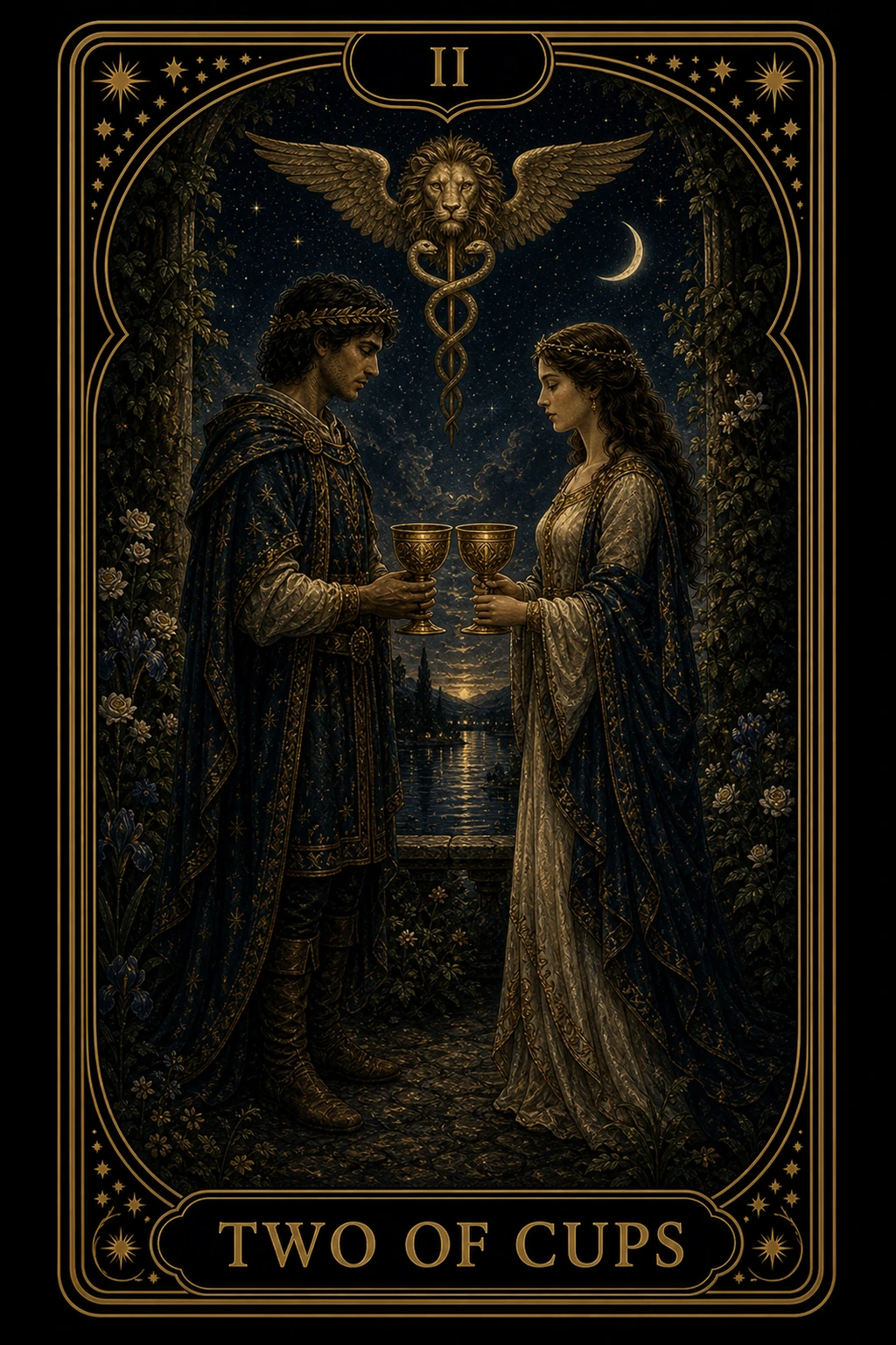 Two of Cups tarot card illustration