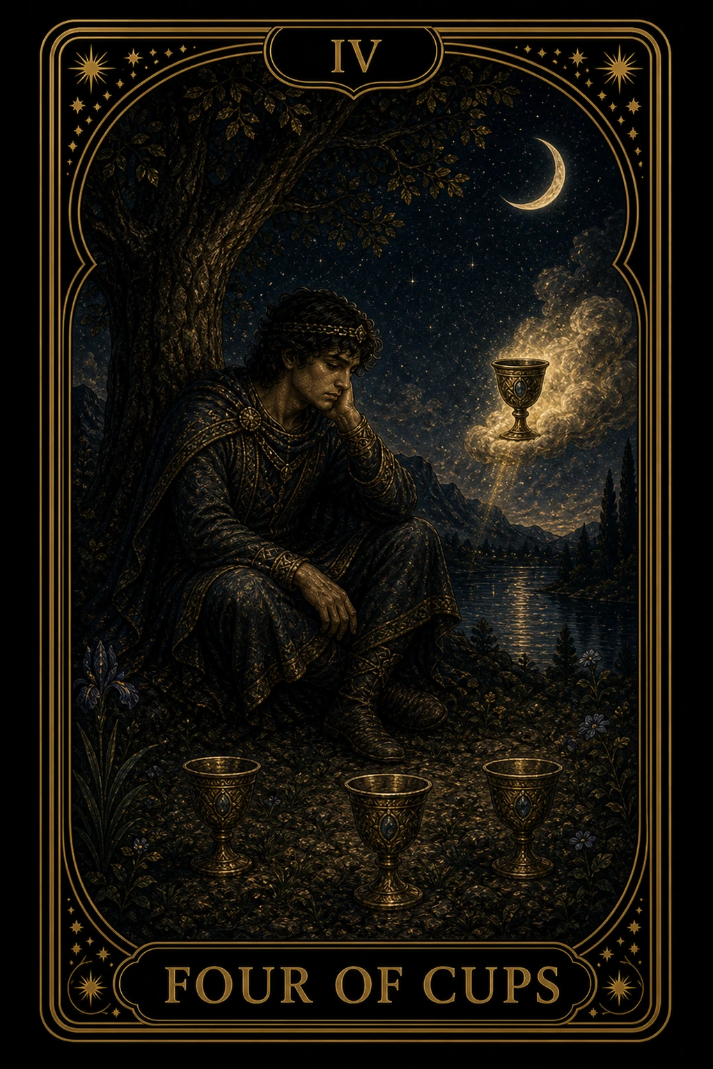 Four of Cups tarot card illustration