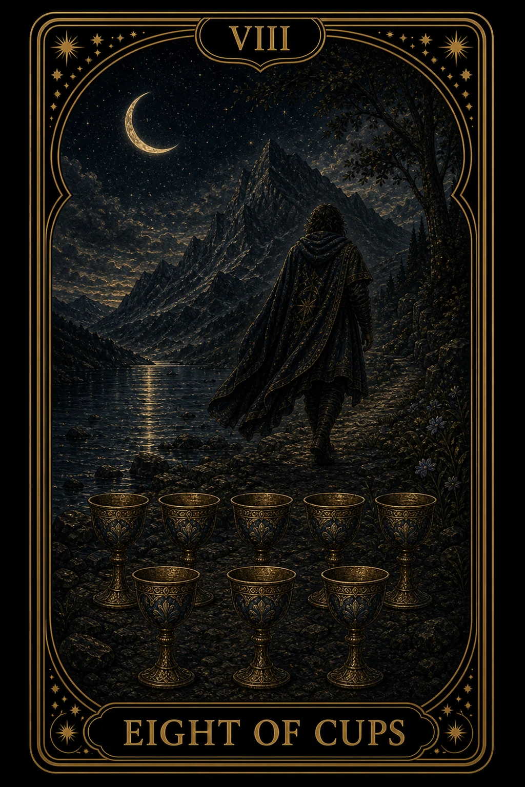 Eight of Cups tarot card illustration