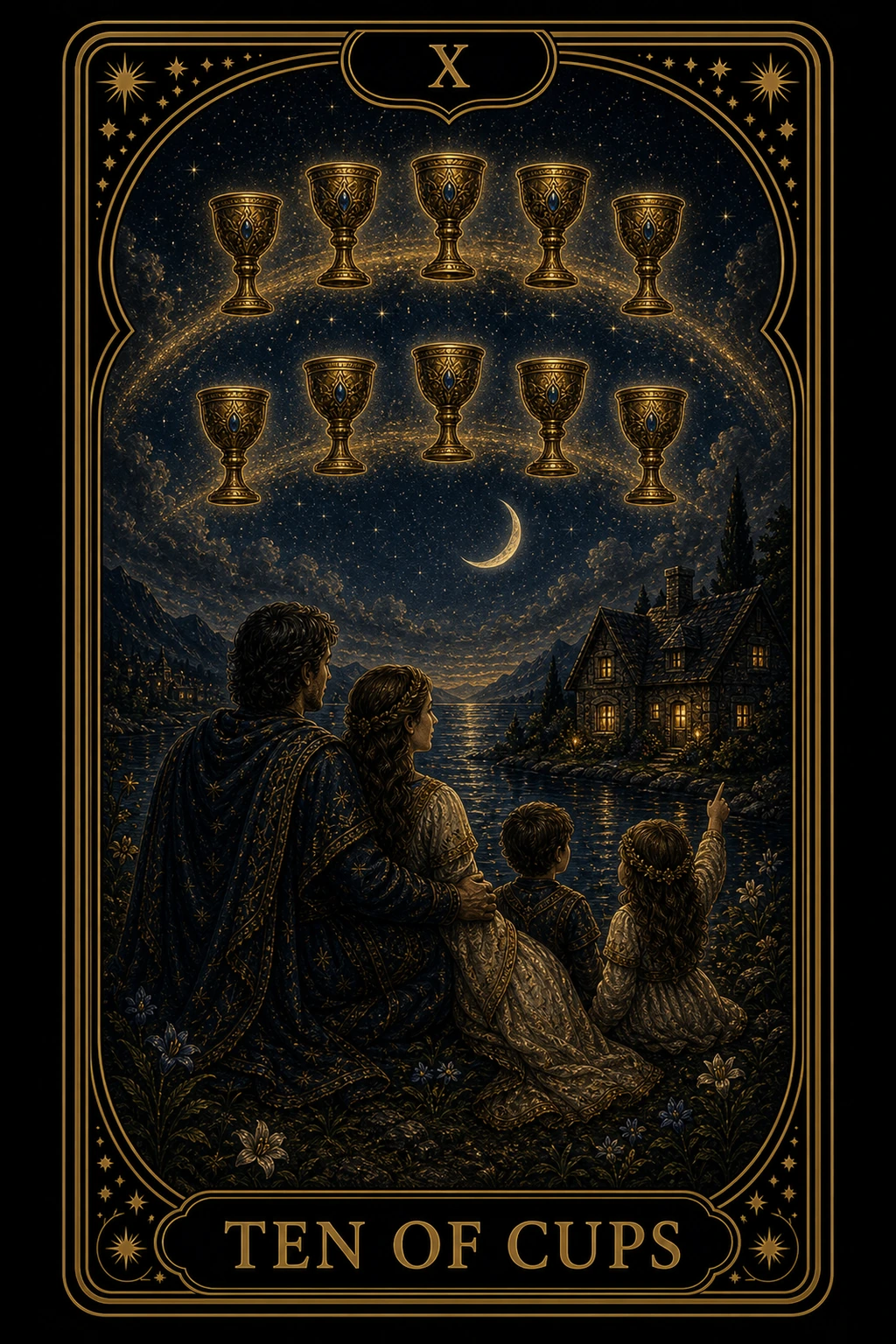 Ten of Cups tarot card illustration