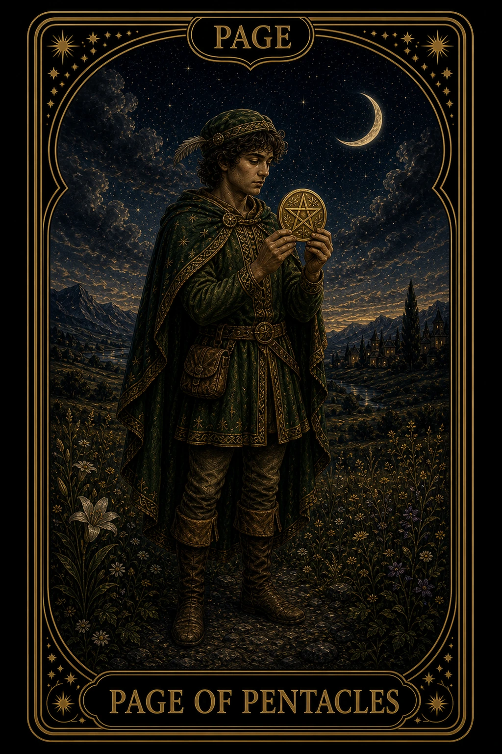 Page of Pentacles tarot card illustration