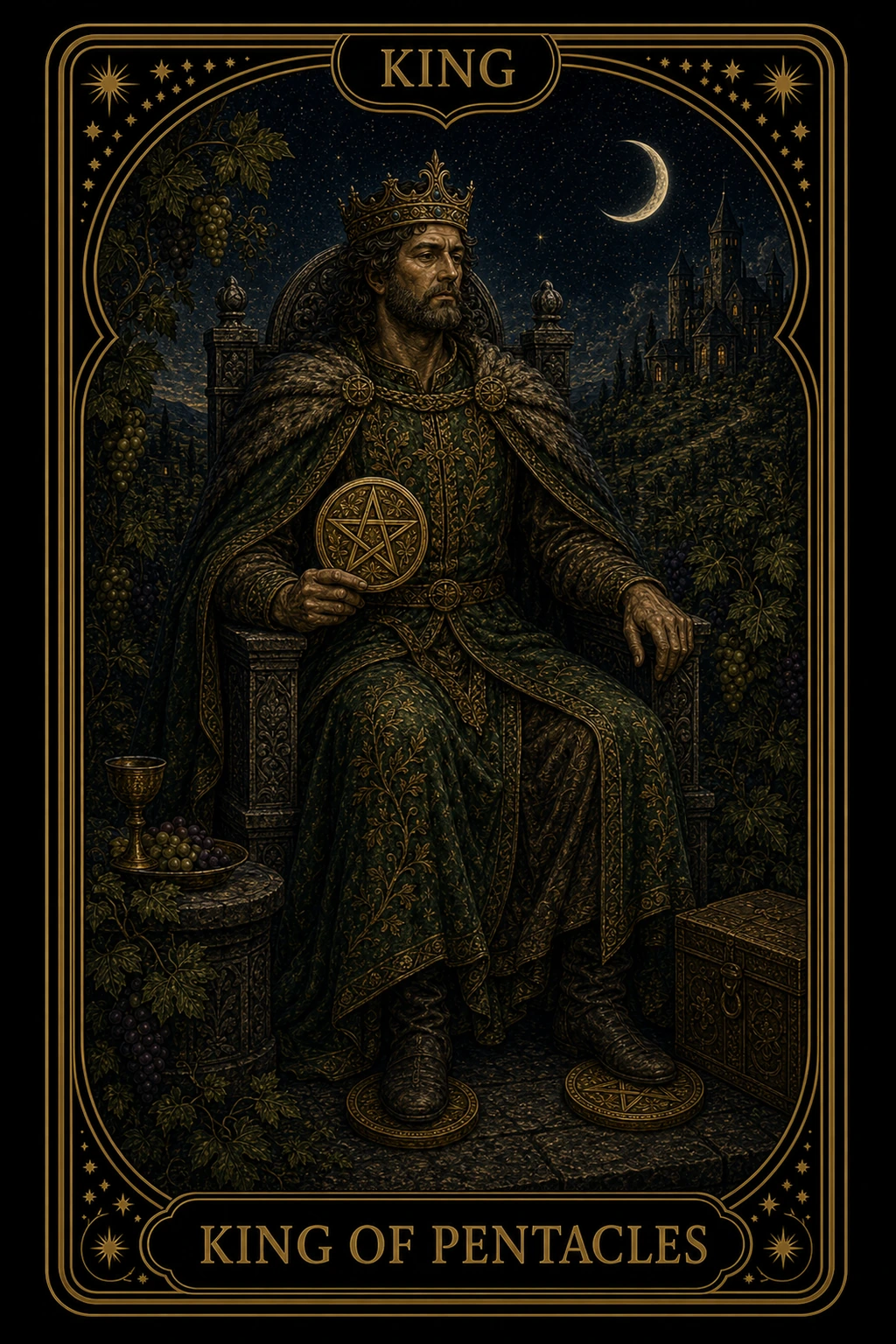King of Pentacles tarot card illustration