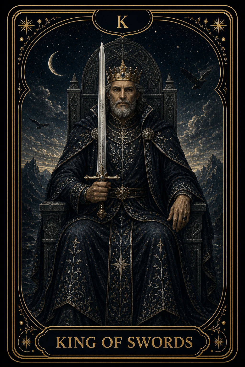 King of Swords tarot card illustration