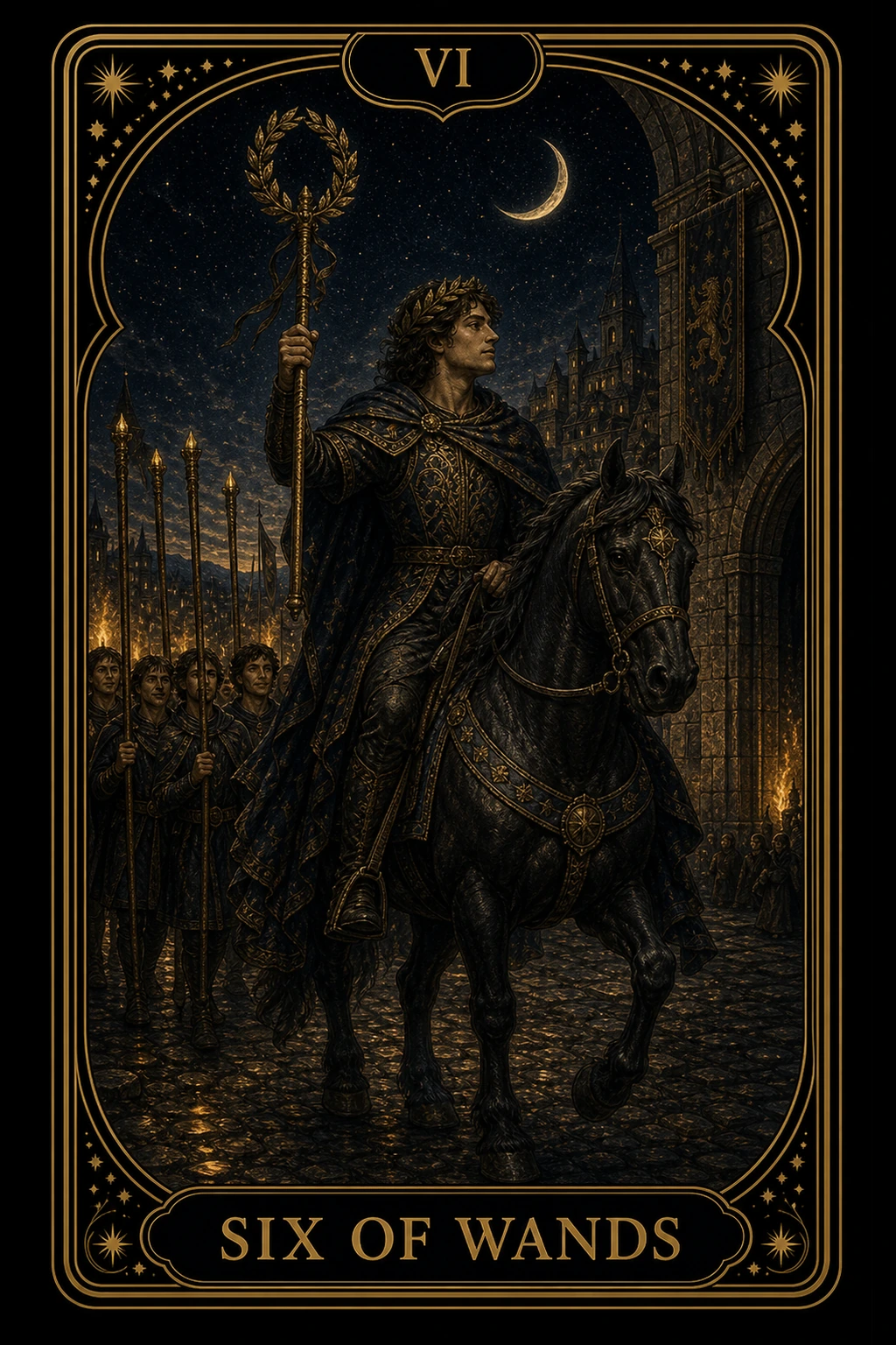 Six of Wands tarot card illustration