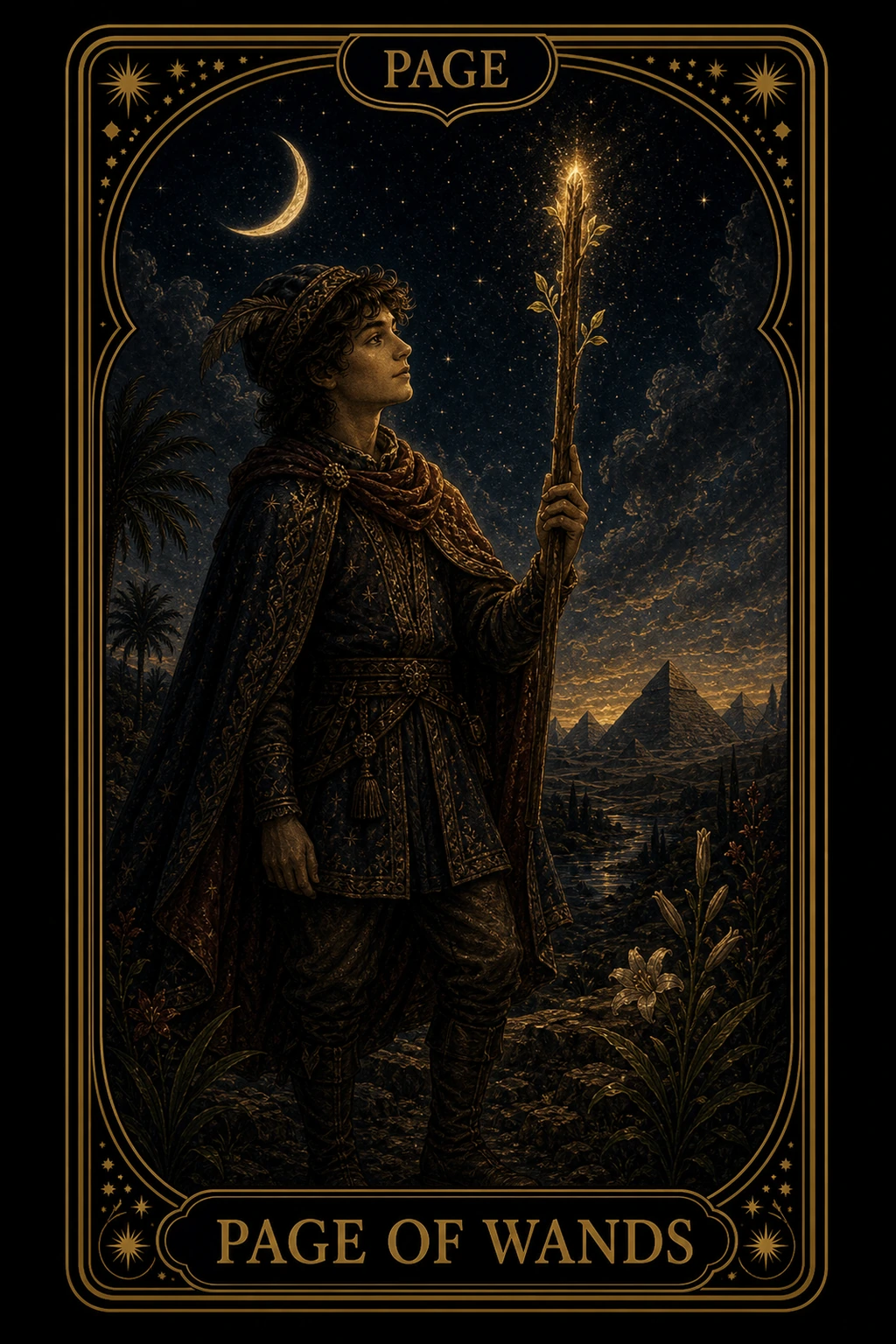 Page of Wands tarot card illustration