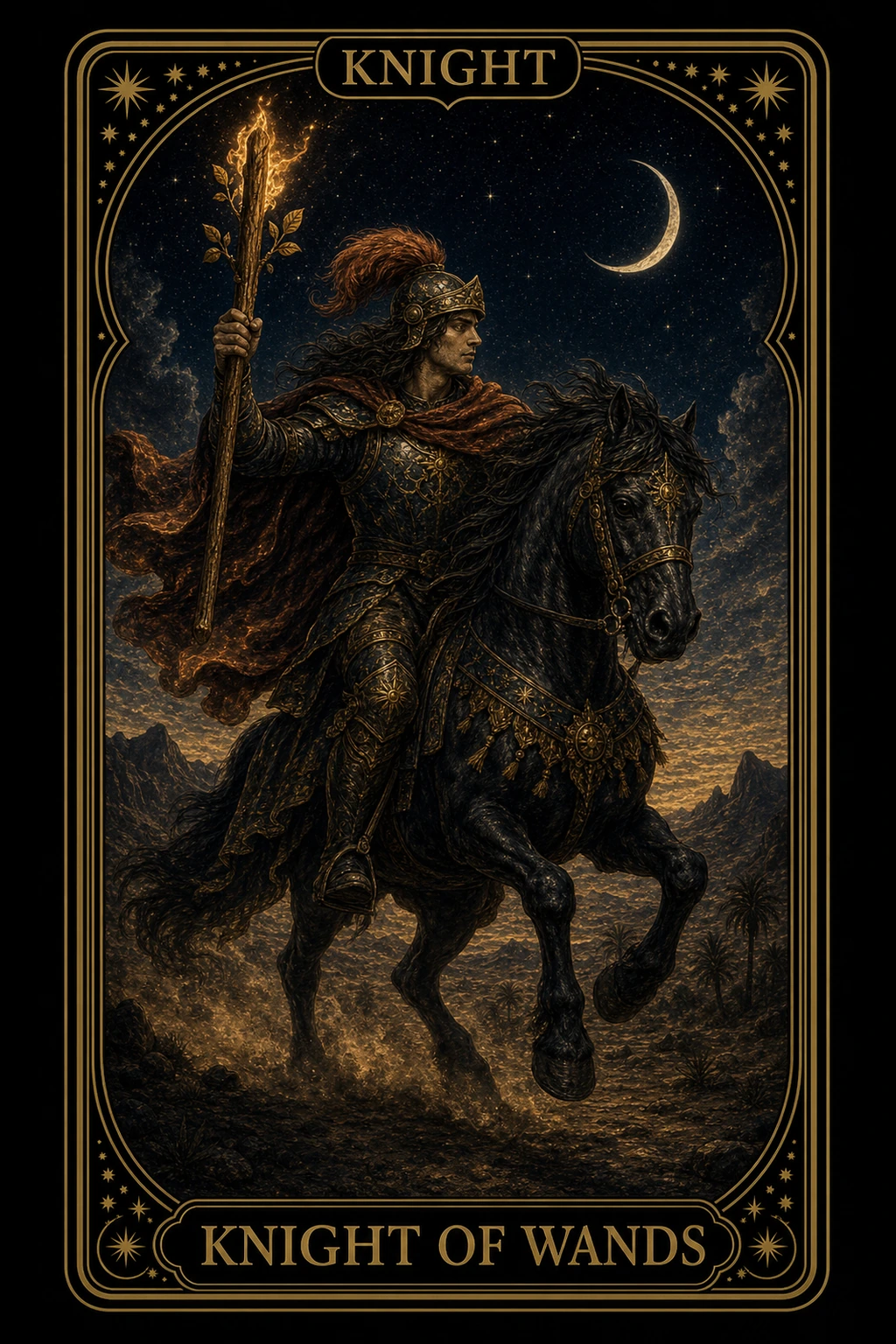 Knight of Wands tarot card illustration