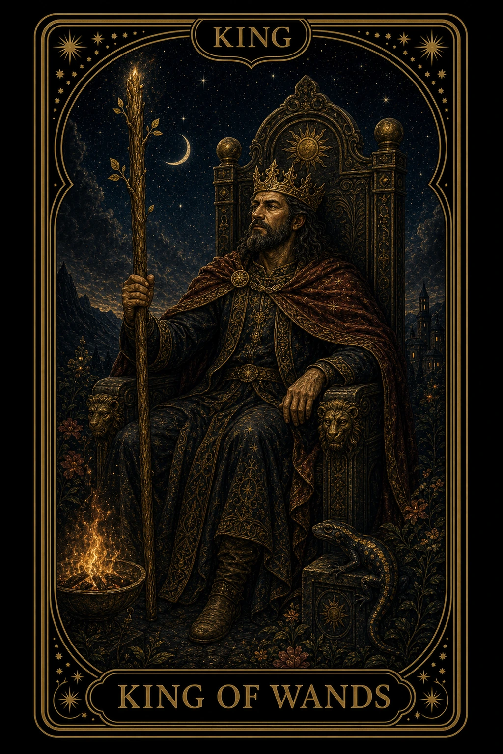 King of Wands tarot card illustration
